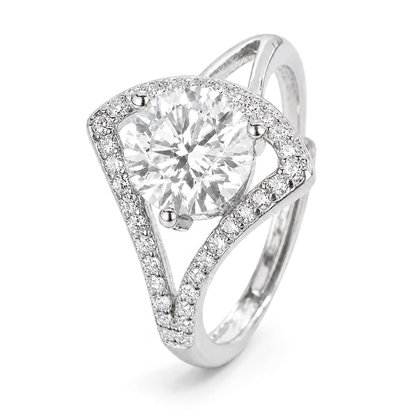 RS-10581 | D-Color 2CT Ring | White Gold Plated