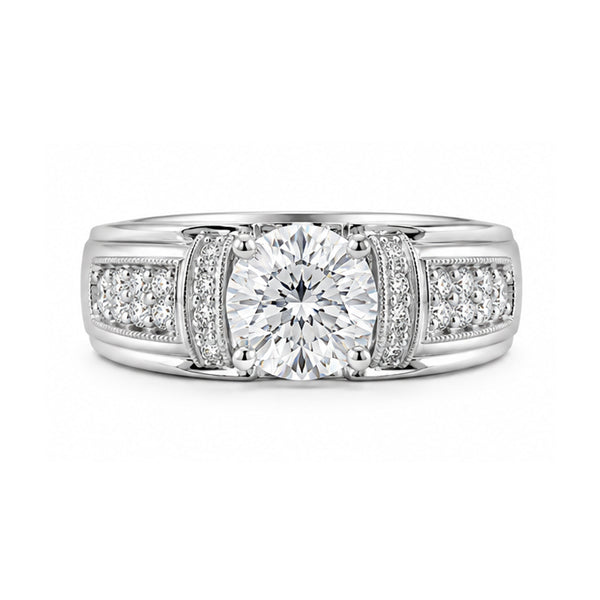 RS-10251 | Men's D-Color 1CT Ring | White Gold Plated