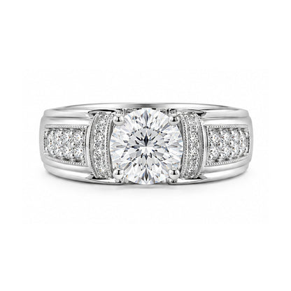 RS-10251 | Men's D-Color 1CT Ring | White Gold Plated