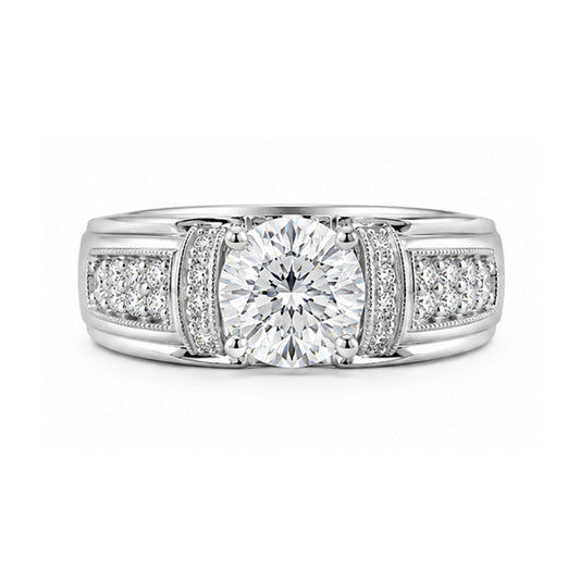 RS-10251 | Men's D-Color 1CT Ring | White Gold Plated