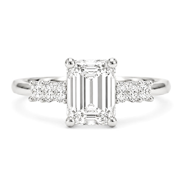 RS-10421 | Emerald 3CT D-Color Ring | White Gold Plated