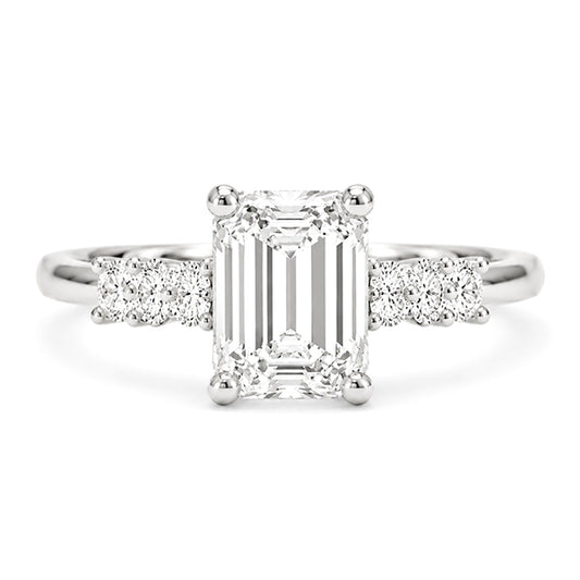 RS-10421 | Emerald 3CT D-Color Ring | White Gold Plated