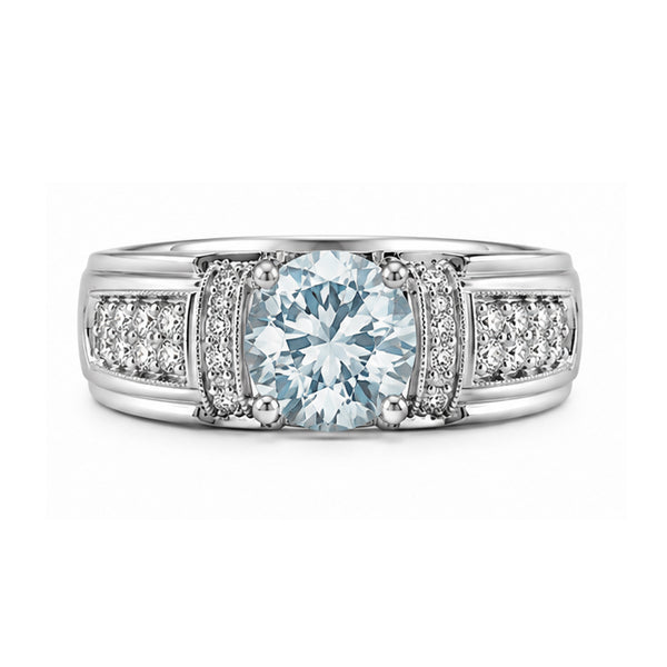 RS-10252 | Men's Fancy Color 1CT Ring | White Gold Plated