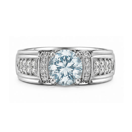 RS-10252 | Men's Fancy Color 1CT Ring | White Gold Plated