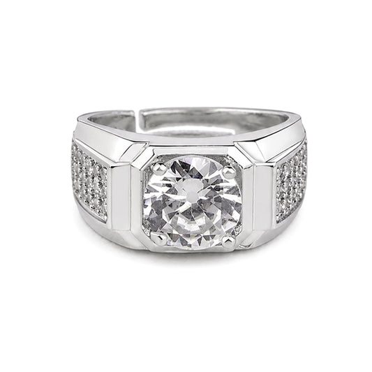 RS-10351 | Men's D-Color 2CT Ring | White Gold Plated