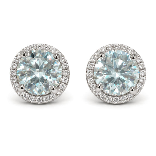 ES-20112 | Fancy Color 4CT Stud Earrings | White Gold Plated