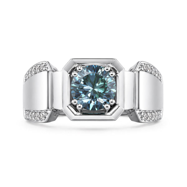 RS-10292 | Men's Fancy Color 1CT Ring | White Gold Plated
