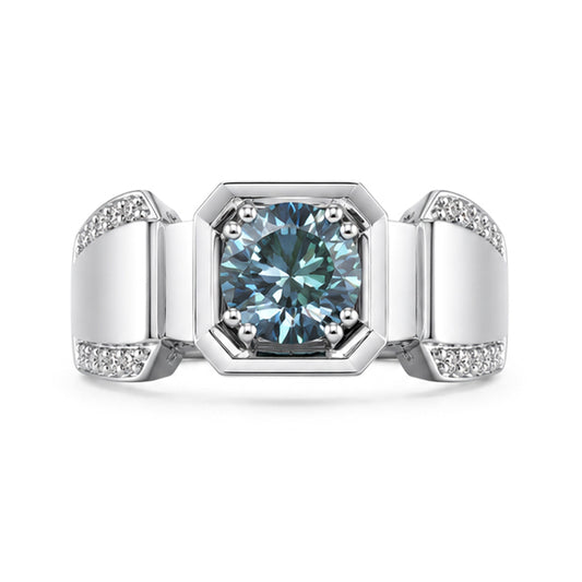 RS-10292 | Men's Fancy Color 1CT Ring | White Gold Plated