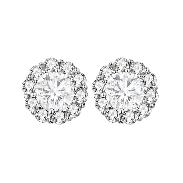 ES-20011 | D-Color 2CT Stud Earrings | White Gold Plated