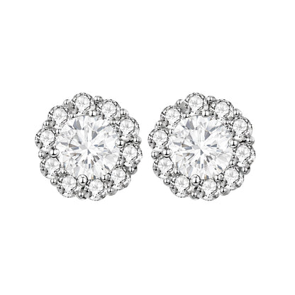 ES-20011 | D-Color 2CT Stud Earrings | White Gold Plated