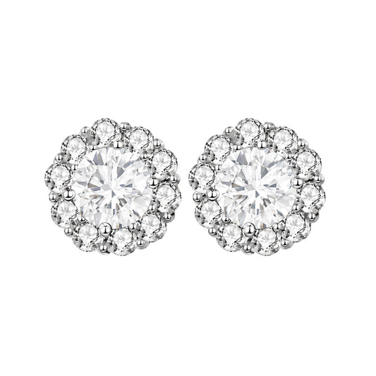 ES-20011 | D-Color 2CT Stud Earrings | White Gold Plated