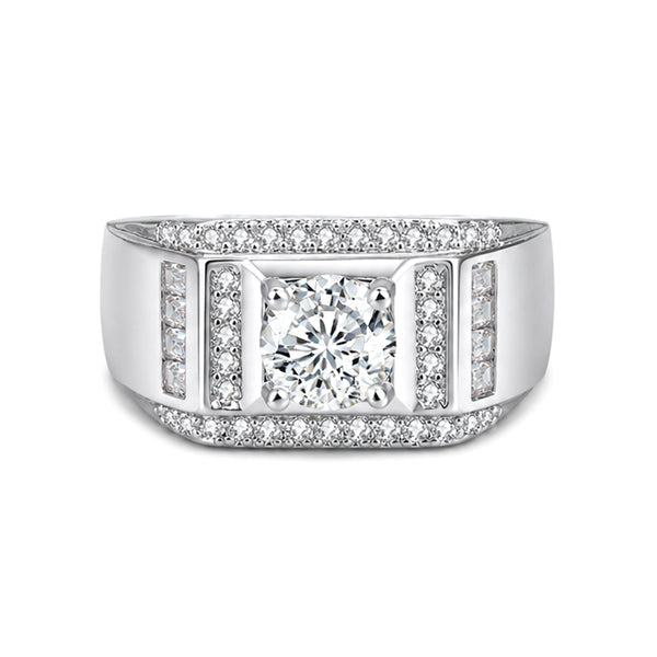 RS-10321 | Men's D-Color 1CT Ring | White Gold Plated