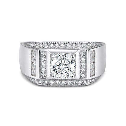 RS-10321 | Men's D-Color 1CT Ring | White Gold Plated