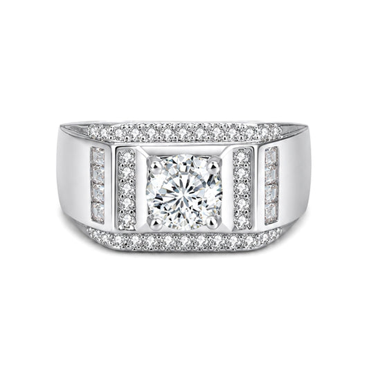 RS-10321 | Men's D-Color 1CT Ring | White Gold Plated