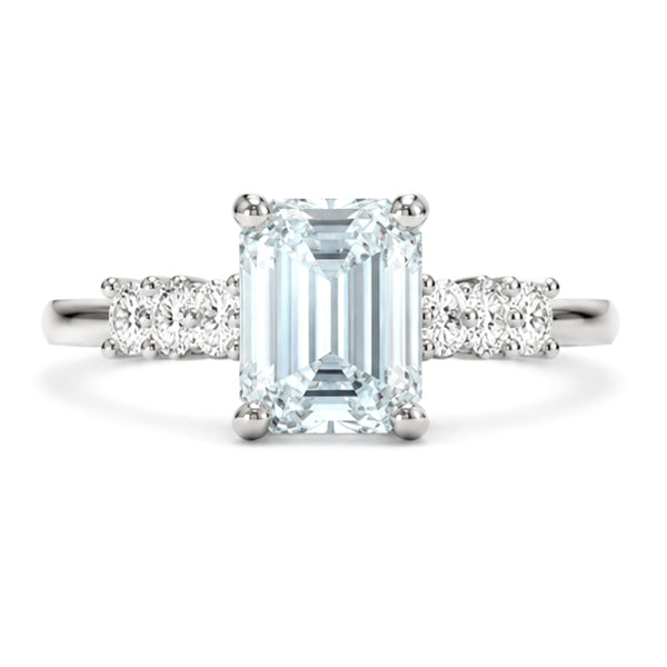 RS-10422 | Emerald 3CT Fancy Color Ring | White Gold Plated