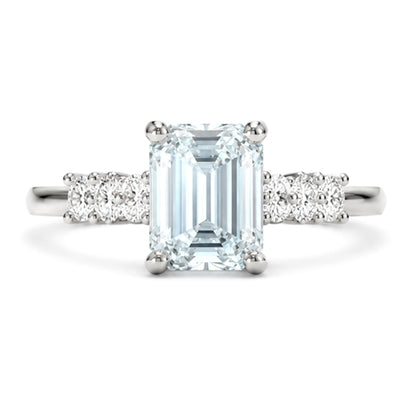 RS-10422 | Emerald 3CT Fancy Color Ring | White Gold Plated