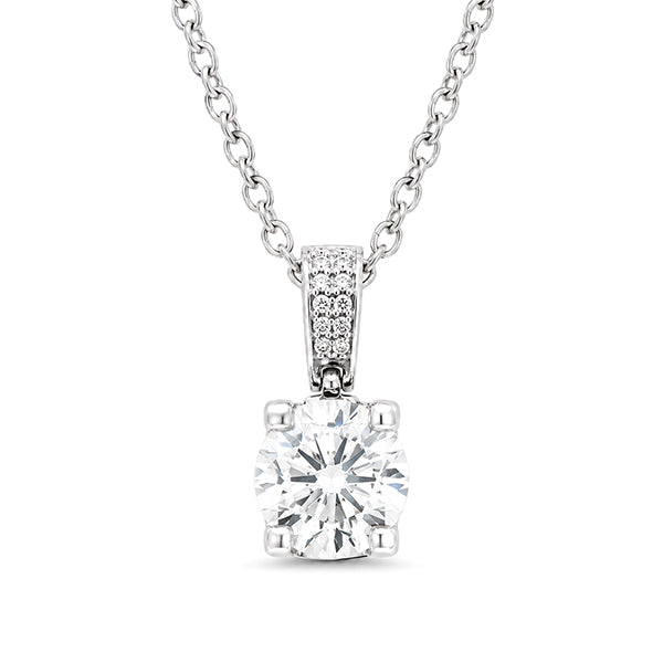 NS-30041 | D-Color 2CT Pendant Necklace | White Gold Plated