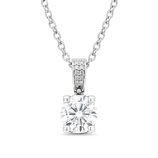 NS-30041 | D-Color 2CT Pendant Necklace | White Gold Plated