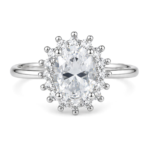 RS-10431 | Oval D-Color 1.5CT Ring | White Gold Plated