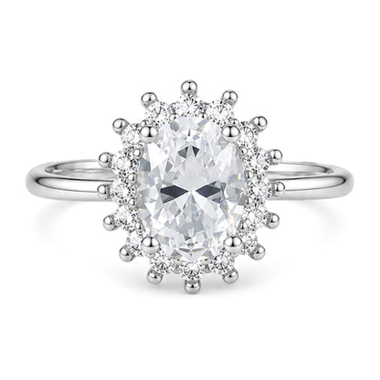 RS-10431 | Oval D-Color 1.5CT Ring | White Gold Plated
