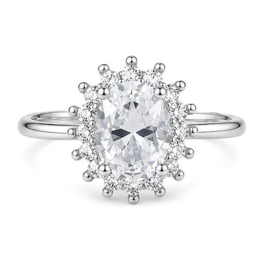 RS-10431 | Oval D-Color 1.5CT Ring | White Gold Plated