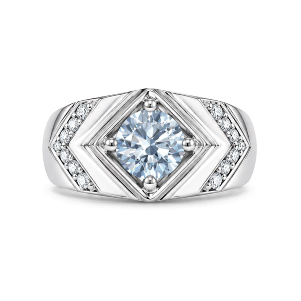 RS-10302 | Men's Fancy Color 1CT Ring | White Gold Plated