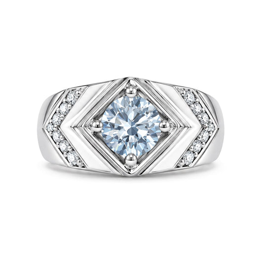RS-10302 | Men's Fancy Color 1CT Ring | White Gold Plated
