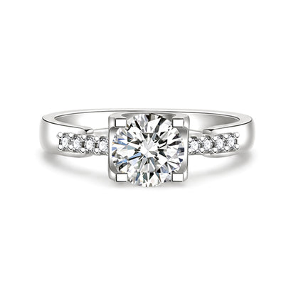 RS-10381 | D-Color 1CT Ring | White Gold Plated