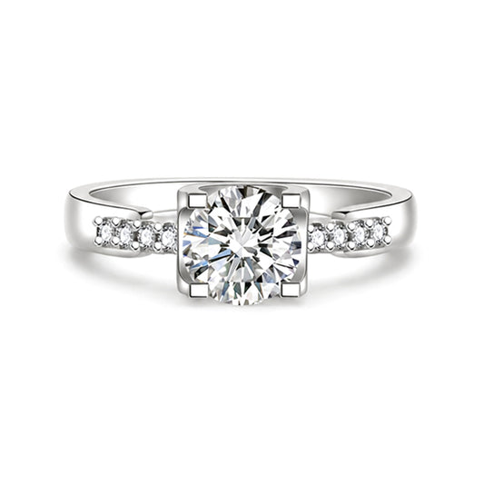 RS-10381 | D-Color 1CT Ring | White Gold Plated