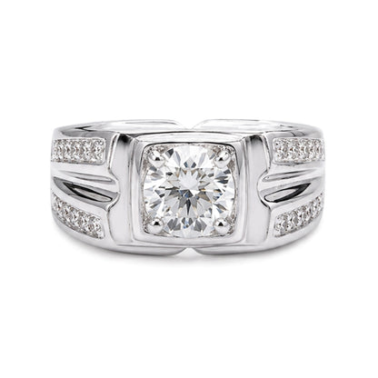 RS-10271 | Men's D-Color 1CT Ring | White Gold Plated