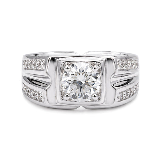 RS-10271 | Men's D-Color 1CT Ring | White Gold Plated