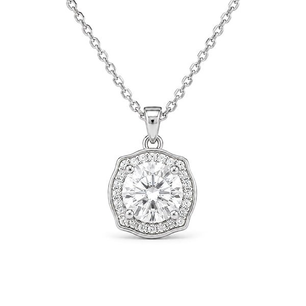 NS-30071 | D-Color 3CT Pendant Necklace | White Gold Plated