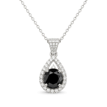 NS-30123 | Fancy Color 2CT Pendant Necklace | White Gold Plated