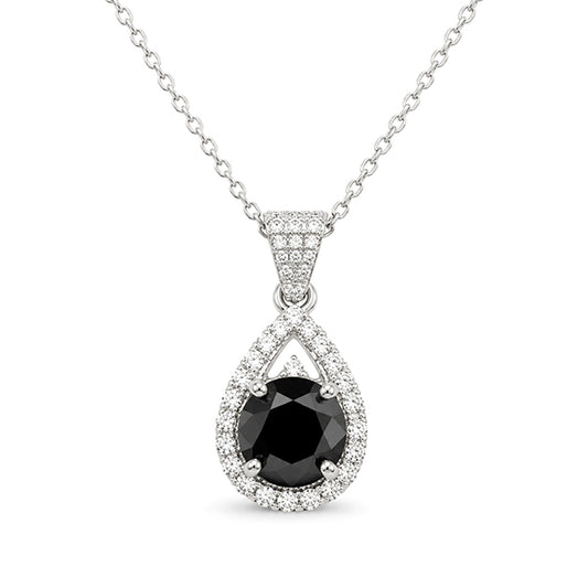 NS-30123 | Fancy Color 2CT Pendant Necklace | White Gold Plated