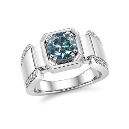 RS-10292 | Men's Fancy Color 1CT Ring | White Gold Plated