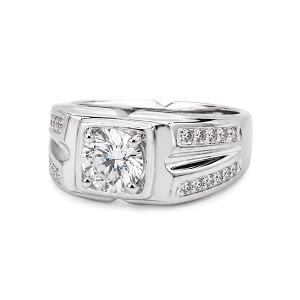 RS-10271 | Men's D-Color 1CT Ring | White Gold Plated