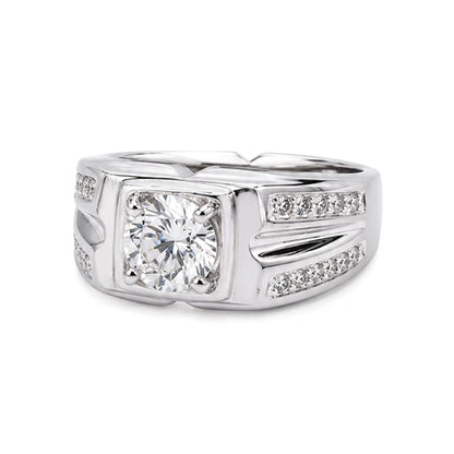RS-10271 | Men's D-Color 1CT Ring | White Gold Plated