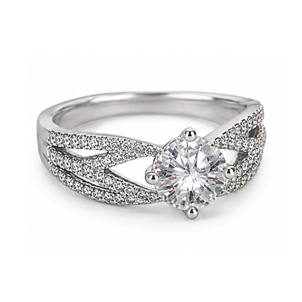 RS-10181 | D-Color 2CT Ring | White Gold Plated