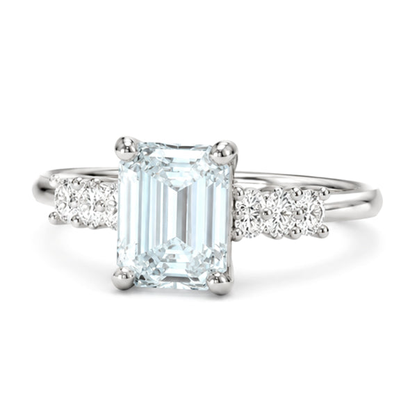 RS-10422 | Emerald 3CT Fancy Color Ring | White Gold Plated
