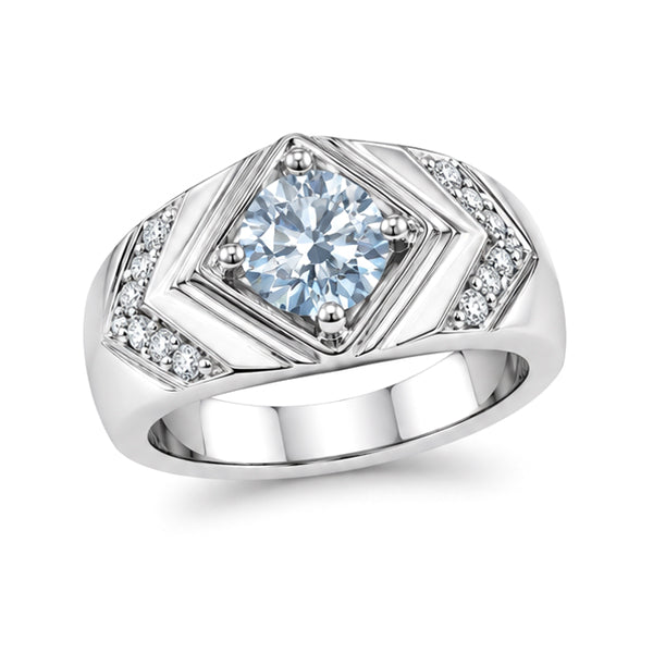 RS-10302 | Men's Fancy Color 1CT Ring | White Gold Plated