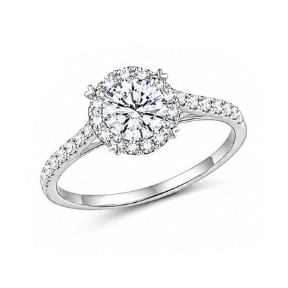 RS-10121 | D-Color 1CT Ring | White Gold Plated