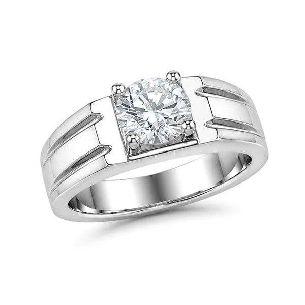 RS-10261 | Men's D-Color 1CT Ring | White Gold Plated