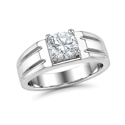 RS-10261 | Men's D-Color 1CT Ring | White Gold Plated