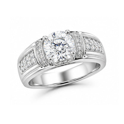 RS-10251 | Men's D-Color 1CT Ring | White Gold Plated