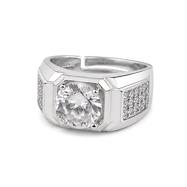 RS-10351 | Men's D-Color 2CT Ring | White Gold Plated