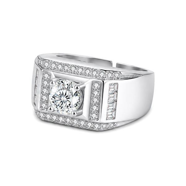 RS-10321 | Men's D-Color 1CT Ring | White Gold Plated