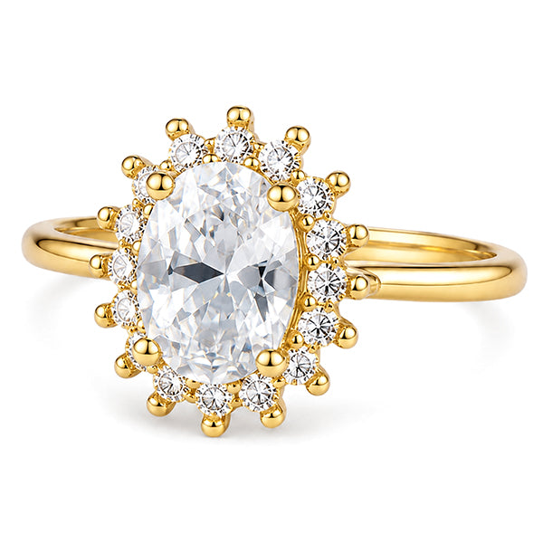 RS-10434 | Oval D-Color 1.5CT Ring | 18K Gold Plated