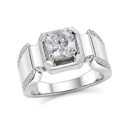 RS-10291 | Men's D-Color 1CT Ring | White Gold Plated