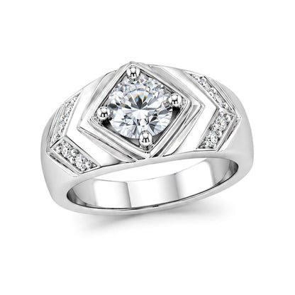 RS-10301 | Men's D-Color 1CT Ring | White Gold Plated