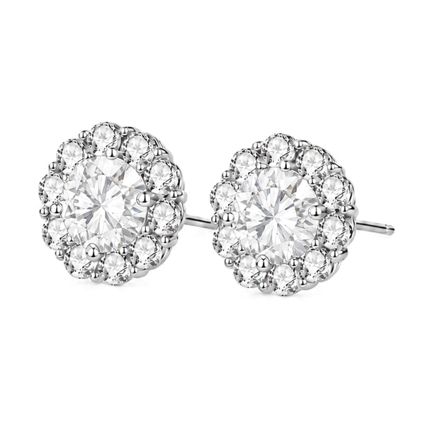 ES-20011 | D-Color 2CT Stud Earrings | White Gold Plated